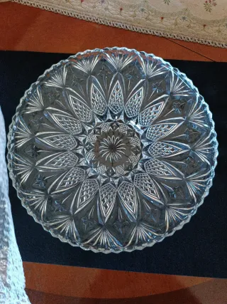 Plato/bandeja vidrio tallado