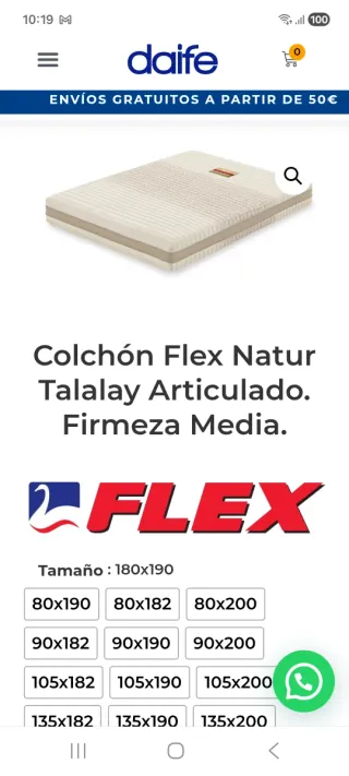 Colchón de latex 180cm Firmeza medio