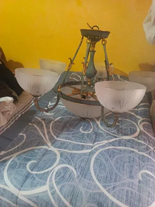 Lámpara de techo cristal y metal