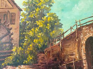 Cuadro al óleo con marco dorado