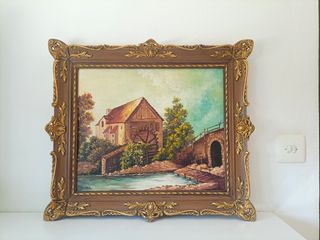 Cuadro al óleo con marco dorado