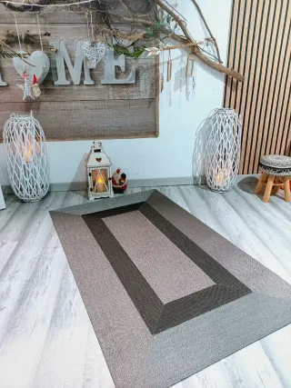 Alfombra Diseño Terraza Beige y Gris