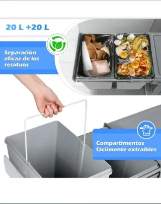 Cubo de basura doble 40L gris