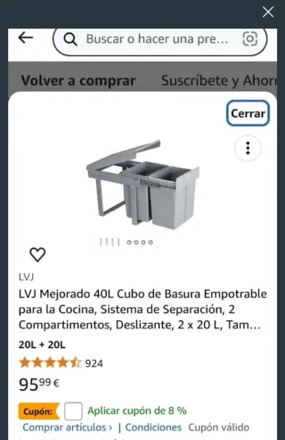 Cubo de basura doble 40L gris