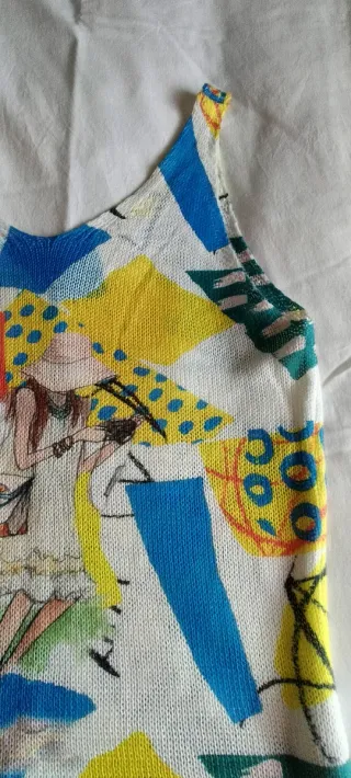 Camiseta sin mangas estampada multicolor