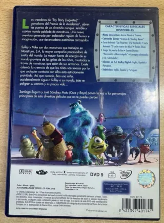 DVD Monstruos S.A. Disney Pixar Español