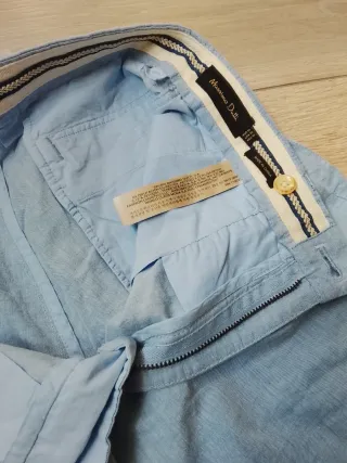Pantaloncini chino tgS misto lino blu MassimoDutti