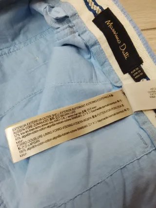 Pantaloncini chino tgS misto lino blu MassimoDutti