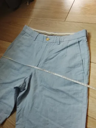 Pantaloncini chino tgS misto lino blu MassimoDutti