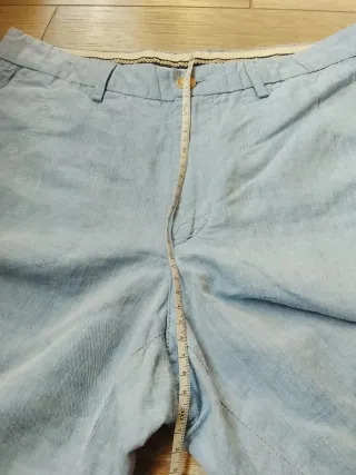 Pantaloncini chino tgS misto lino blu MassimoDutti