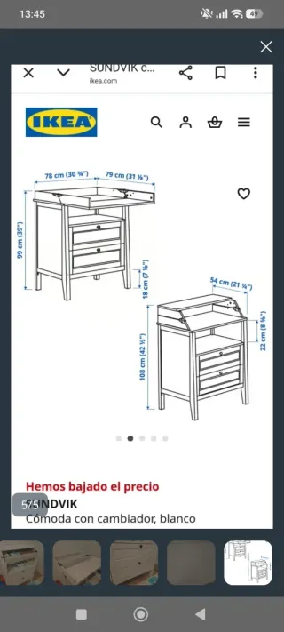 Cambiador Bebé Blanco Ikea