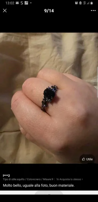 Anello stile Bohémien con pietra nera