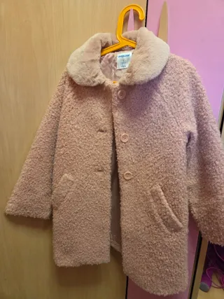 Abrigo niña Mayoral rosa peluche talla 7