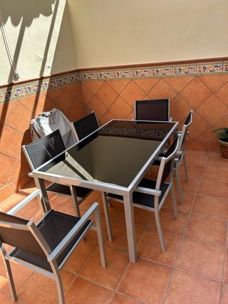 Mesa y 6 Sillas Exterior Aluminio