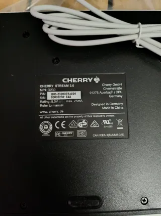 Teclado Cherry Stream 3.0 USB Blanco