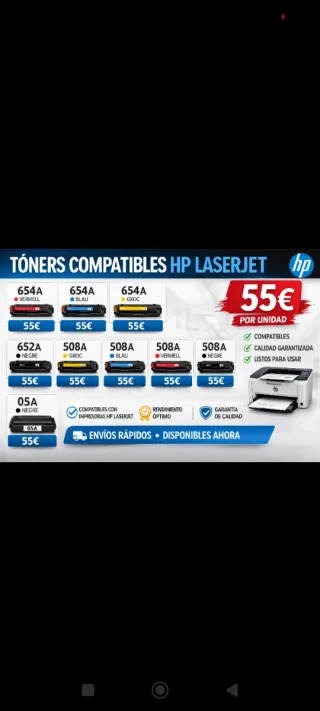 Tóner HP LaserJet Compatible 654A/652A/508A/05A