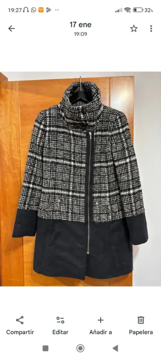 Abrigo Lana Marcelino Negro Blanco