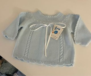 Chaquetita bebé punto fino 3 meses azul