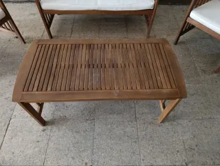 Conjunto Madera Sofá 2 Sillones Mesa