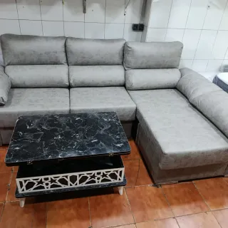 Sofá modular gris de tela