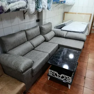 Sofá modular gris de tela