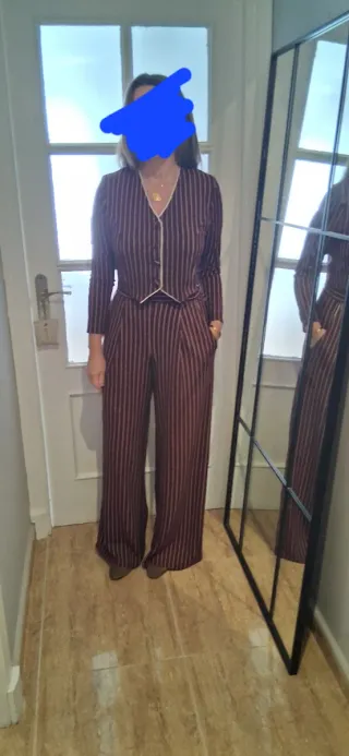 Traje de chaqueta rayas burdeos y blanco