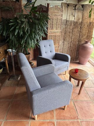 4 Sillones de Tela Gris