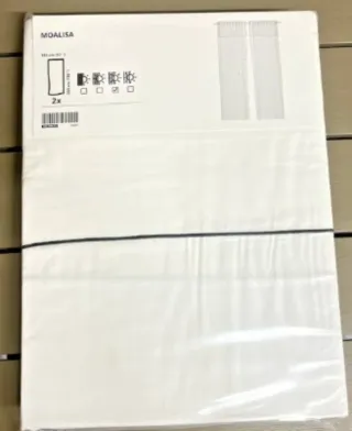 2 cortinas Ikea MOALISA blanco borde negro 145x300