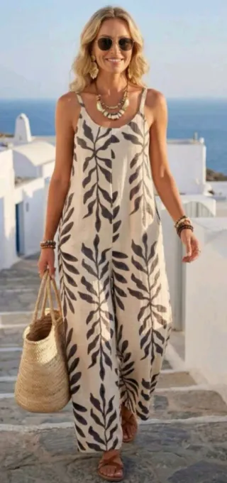 Mono ancho estampado hojas