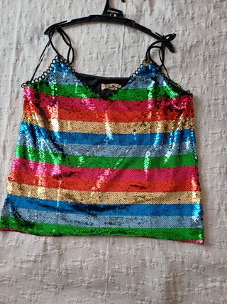 Camiseta lentejuelas S&W multicolor talla XL