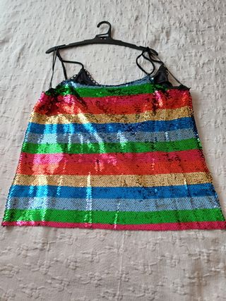 Camiseta lentejuelas S&W multicolor talla XL