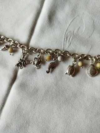 Pulsera Plata Ley Colgantes Marinos