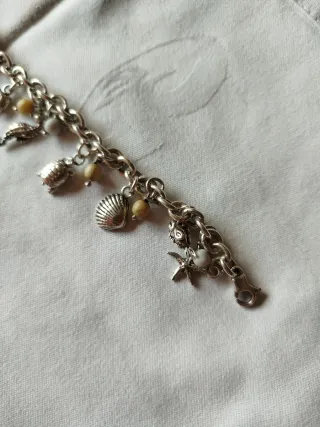 Pulsera Plata Ley Colgantes Marinos