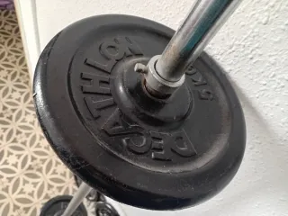 Barra de pesas con 4 discos de 5kg Barra 7 kg