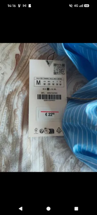 Camisa Zara azul a rayas cropped