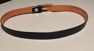 Cinturón Loewe Piel Negro Hebilla Plateada