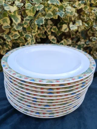 Set 12 Platos.Bidasoa. Cenefa Colores