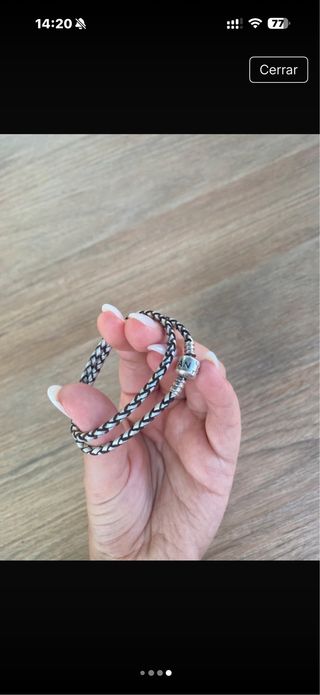 PROMO  Pulsera Pandora Doble Cuero Plata