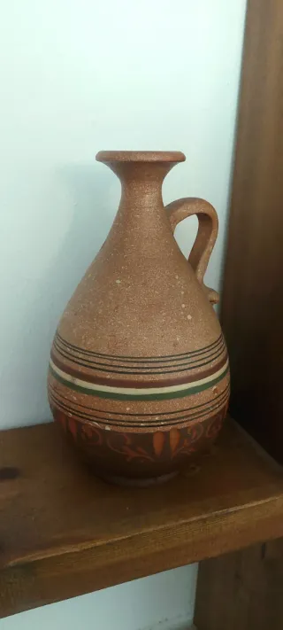 Jarra cerámica rústica vintage con asa