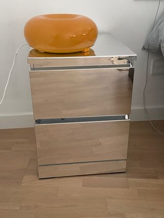 Mesita Noche Cristal Efecto Espejo