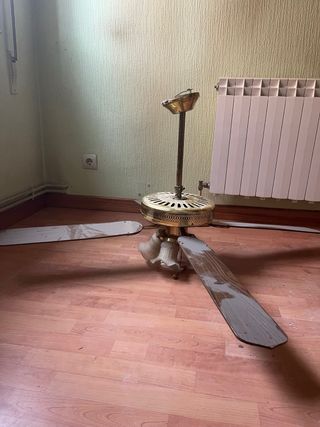 Lámpara Ventilador Vintage Madera y Metal