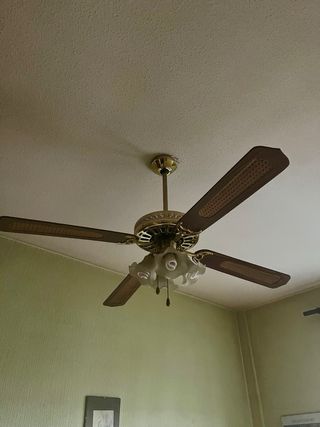 Lámpara Ventilador Vintage Madera y Metal