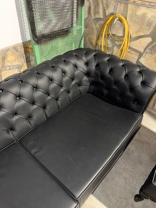 Sofá de cuero auténtico y sillones