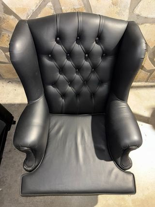 Sofá de cuero auténtico y sillones