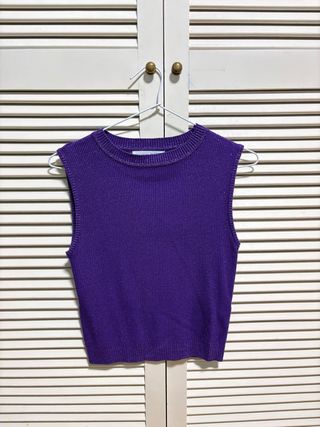 Top Morado Tejido Sin Mangas