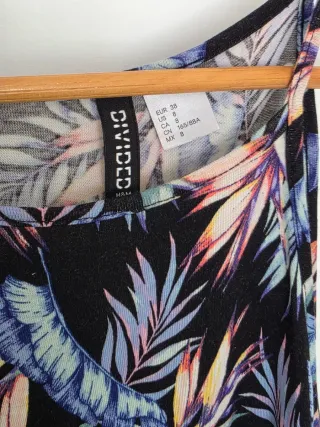 Vestido H&M Estampado Hojas Talla M