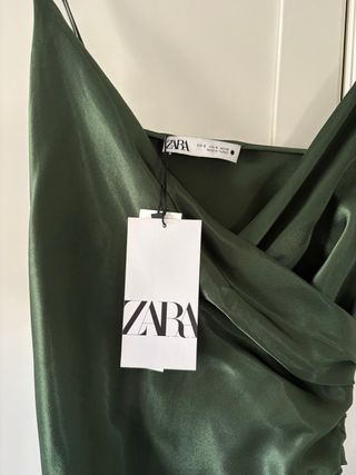 Vestido lencero drapeado verde