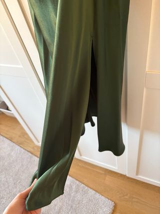 Vestido lencero drapeado verde