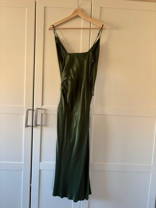 Vestido lencero drapeado verde