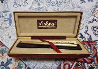 Penna Vivara dorata vintage con astuccio